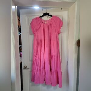 Ivy City Co Vibrant Pink Tiered Maxi Dress